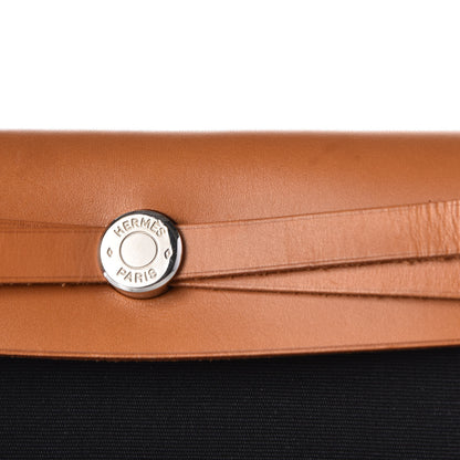 Hermes Toile Vache Calfskin Herbag Clutch Natural Black 10 of 10