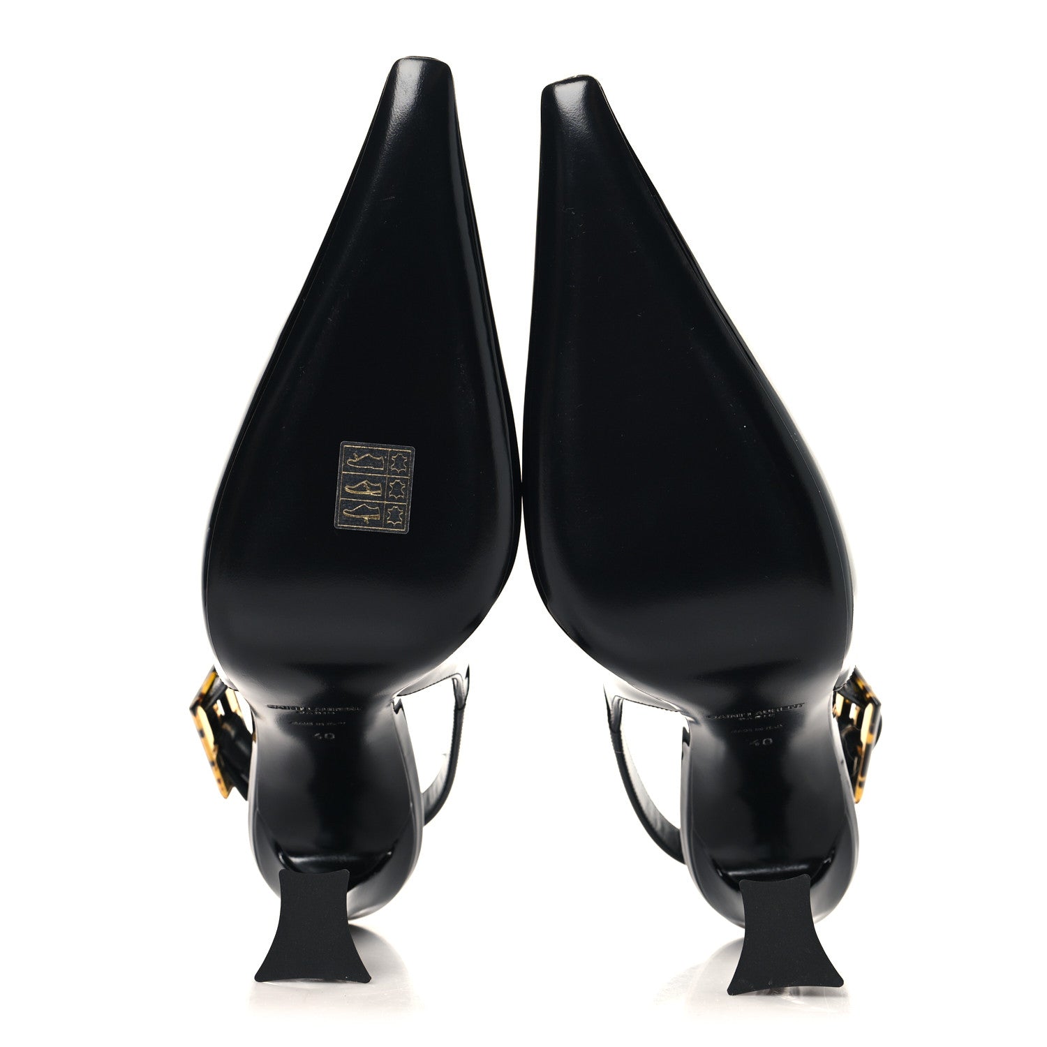Saint Laurent Vernice Gloss Dune 110 Slingback Pumps 40 Black 6 of 11