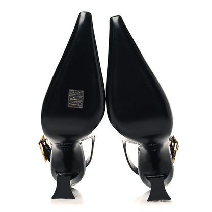 Saint Laurent Vernice Gloss Dune 110 Slingback Pumps 40 Black 6 of 11