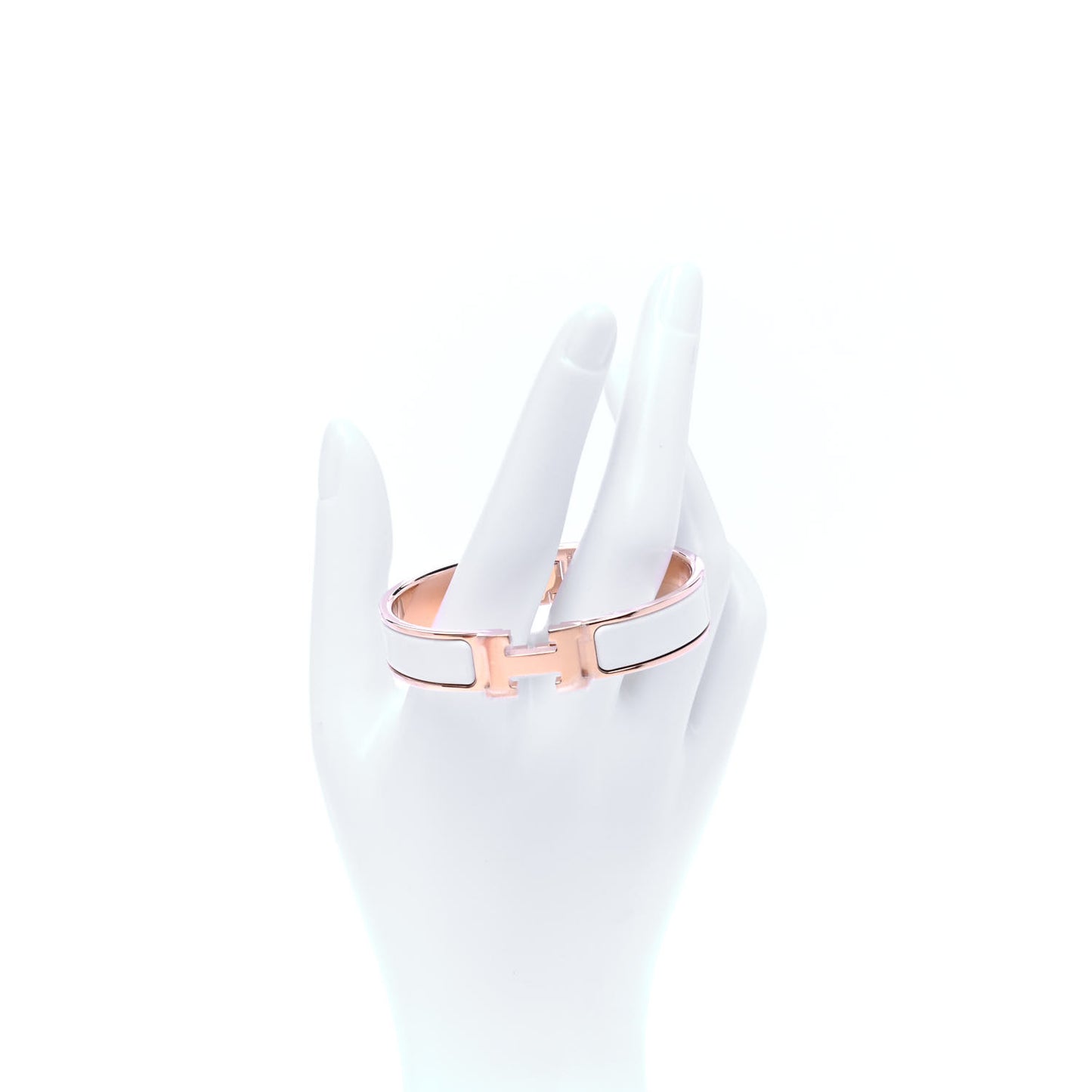 Enamel Narrow Clic Clac H Bracelet PM White