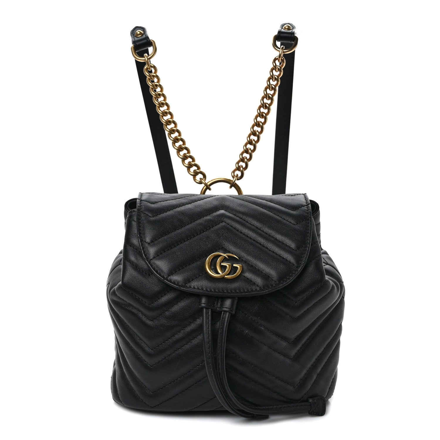 Gucci Calfskin Matelasse GG Marmont Flap Backpack Black 1 of 8