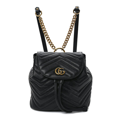 Gucci Calfskin Matelasse GG Marmont Flap Backpack Black 1 of 8