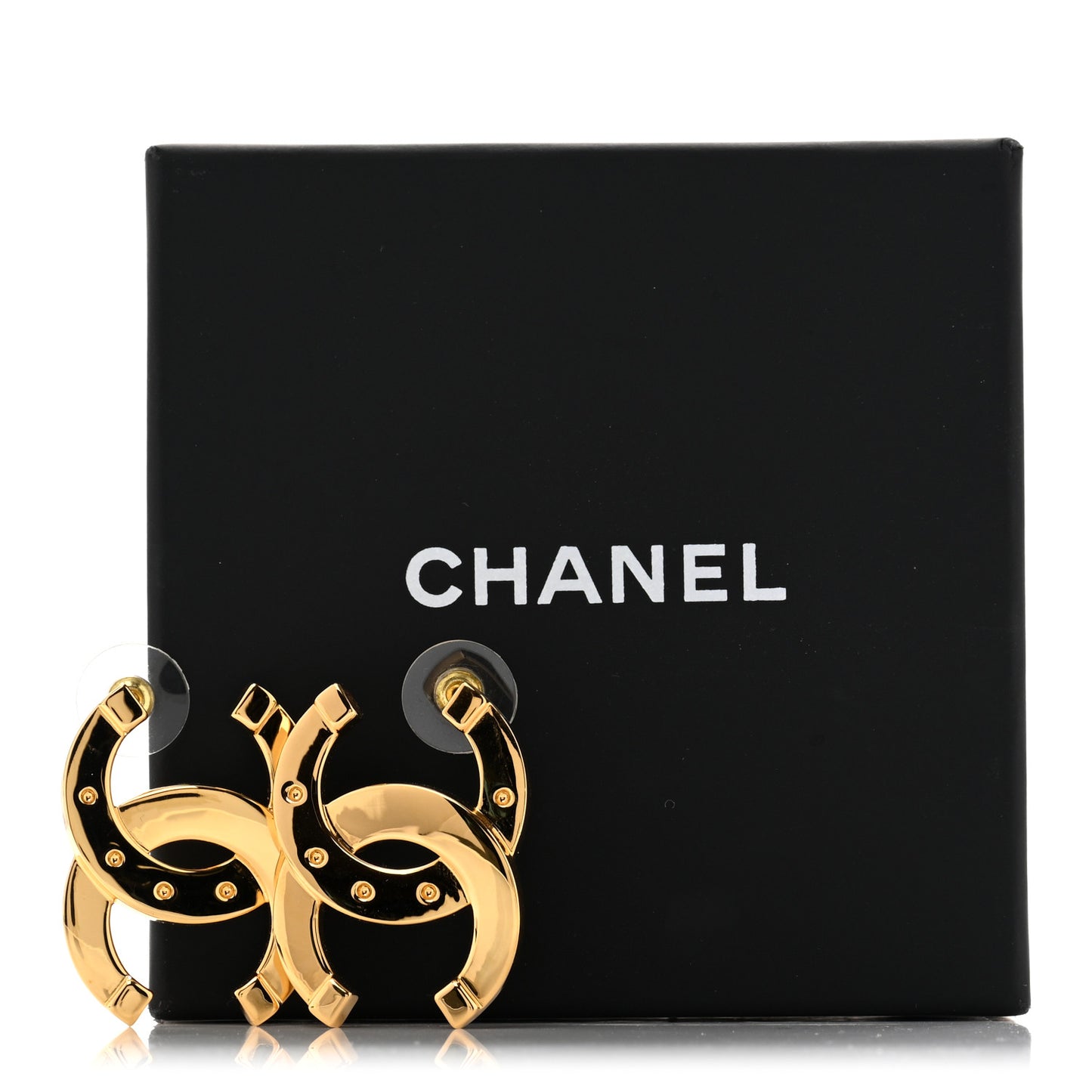 Metal Large CC Earrings Gold