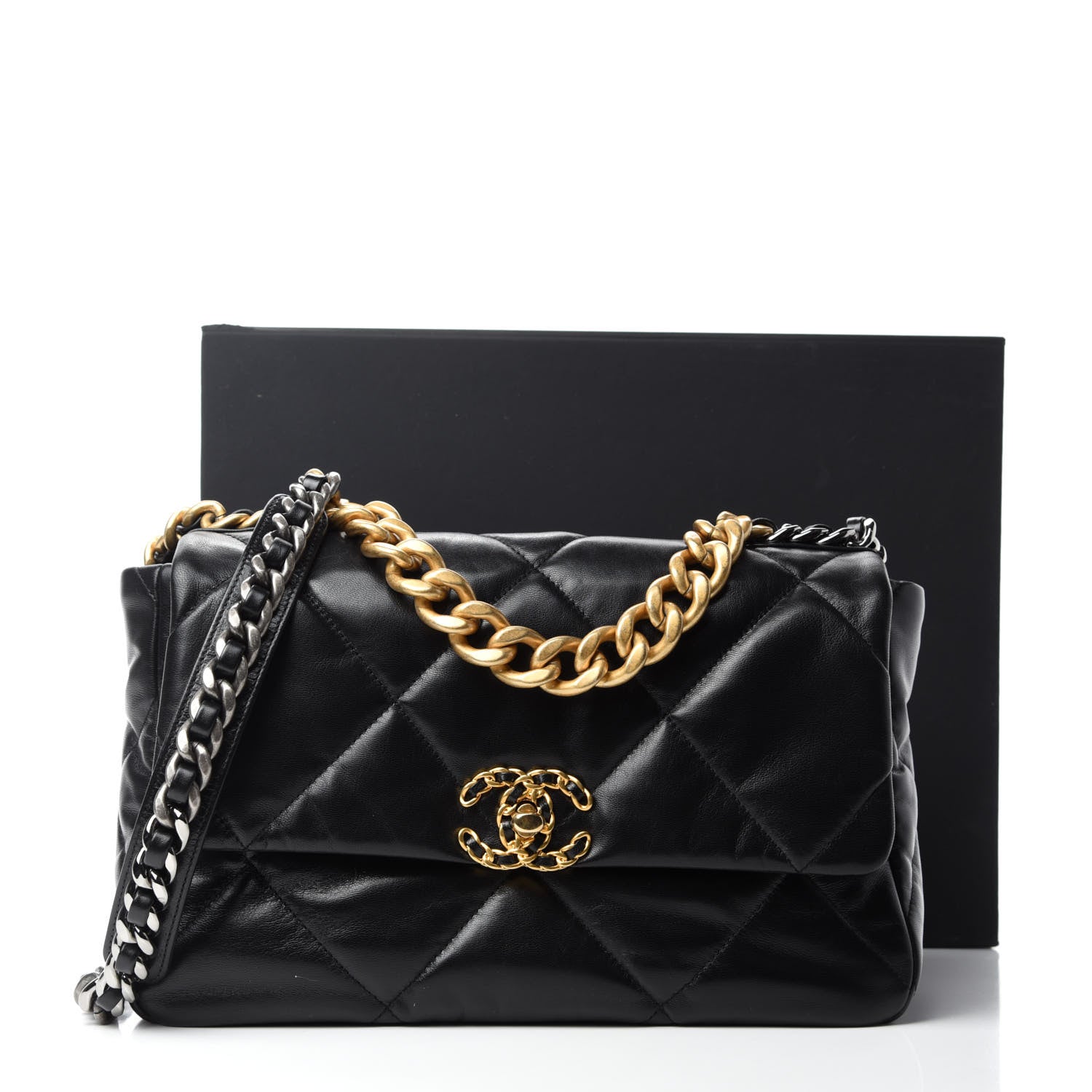 Chanel Goatskin Quilted Large Chanel 19 Flap Black 11 of 11