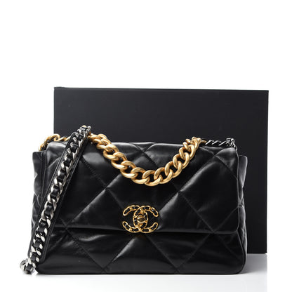Chanel Goatskin Quilted Large Chanel 19 Flap Black 11 of 11
