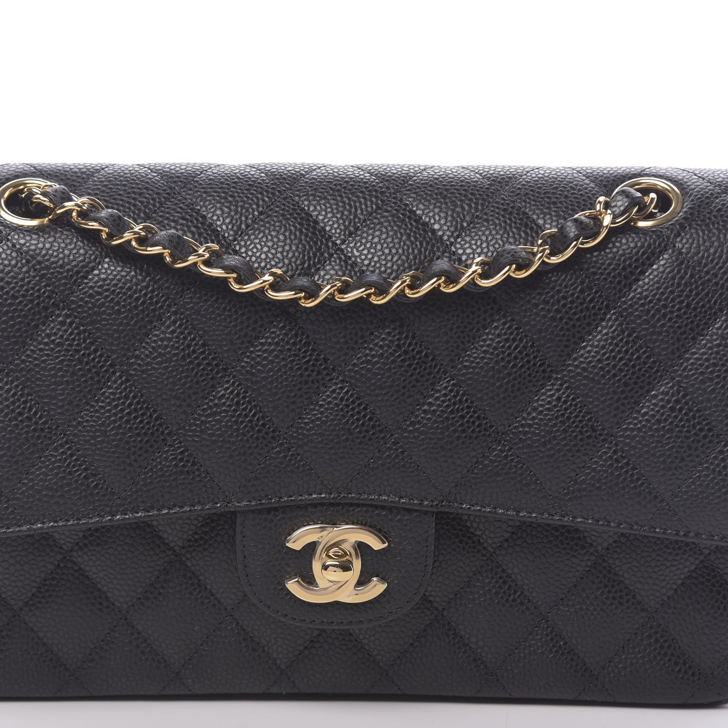 Caviar Quilted Medium Double Flap Black