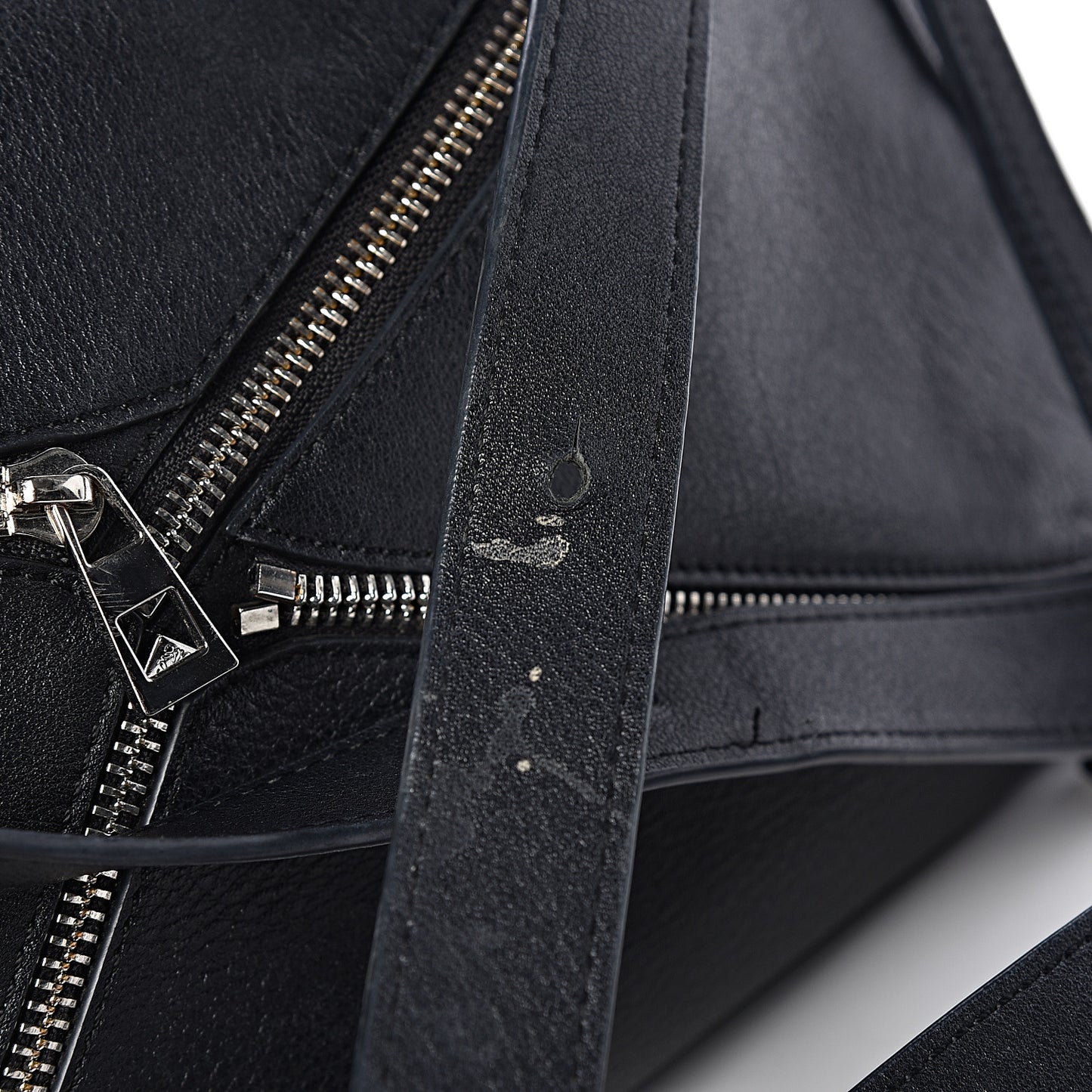 Calfskin Zipper Puzzle Bag Black