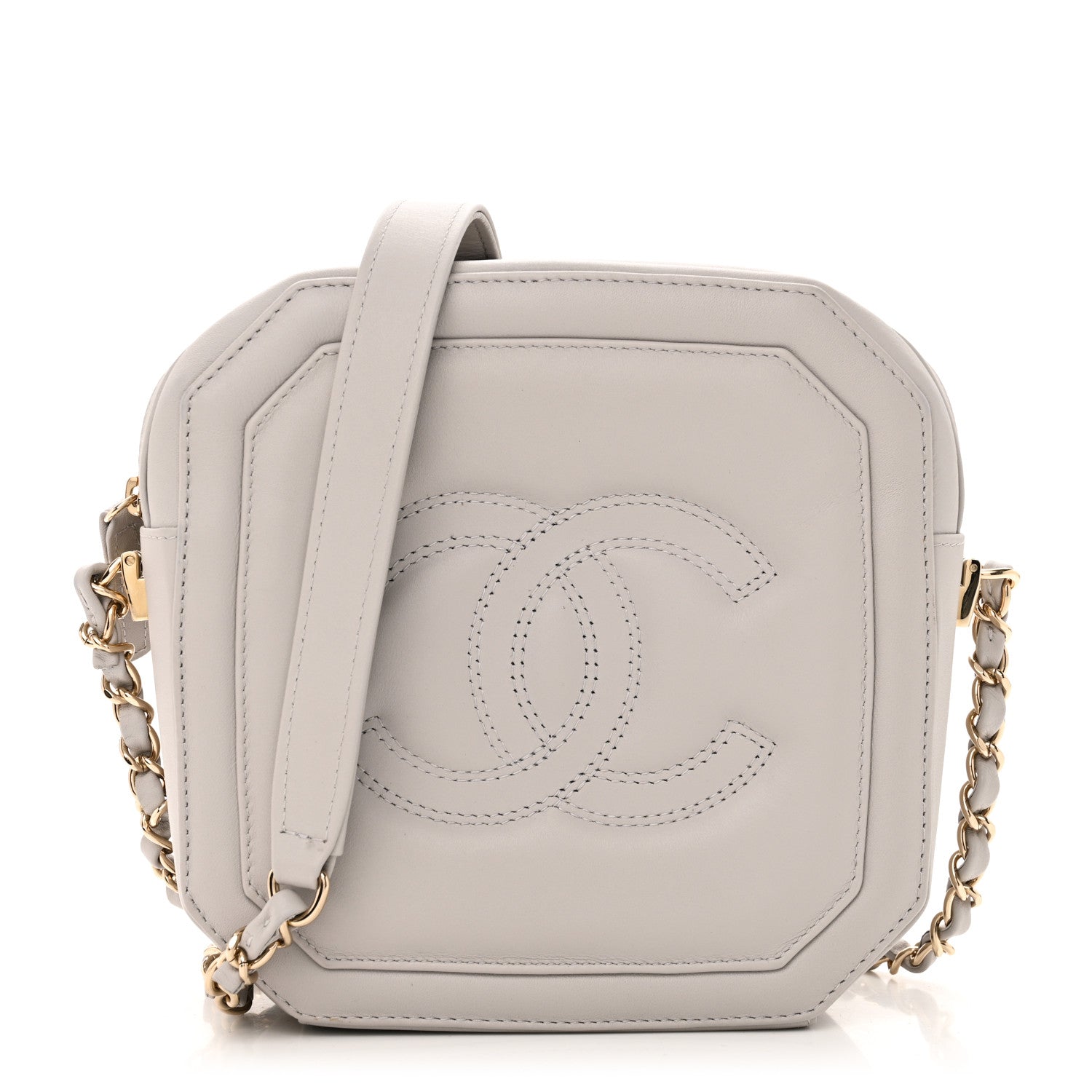 Chanel Calfskin Quilted CC Stitched Crossbody Camera Case Light Grey 1 of 10