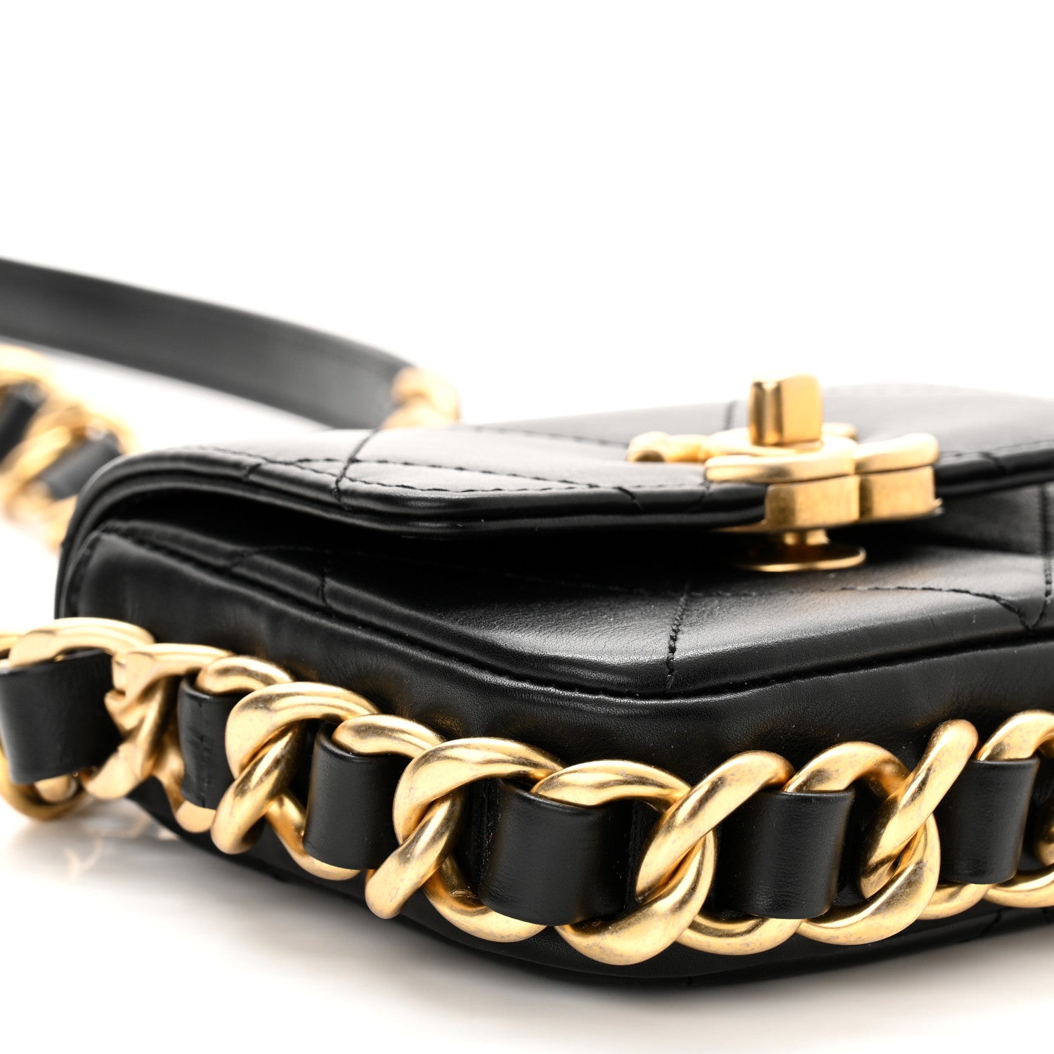 Chanel Calfskin Quilted Mini Framing Chain Bag Black 9 of 11