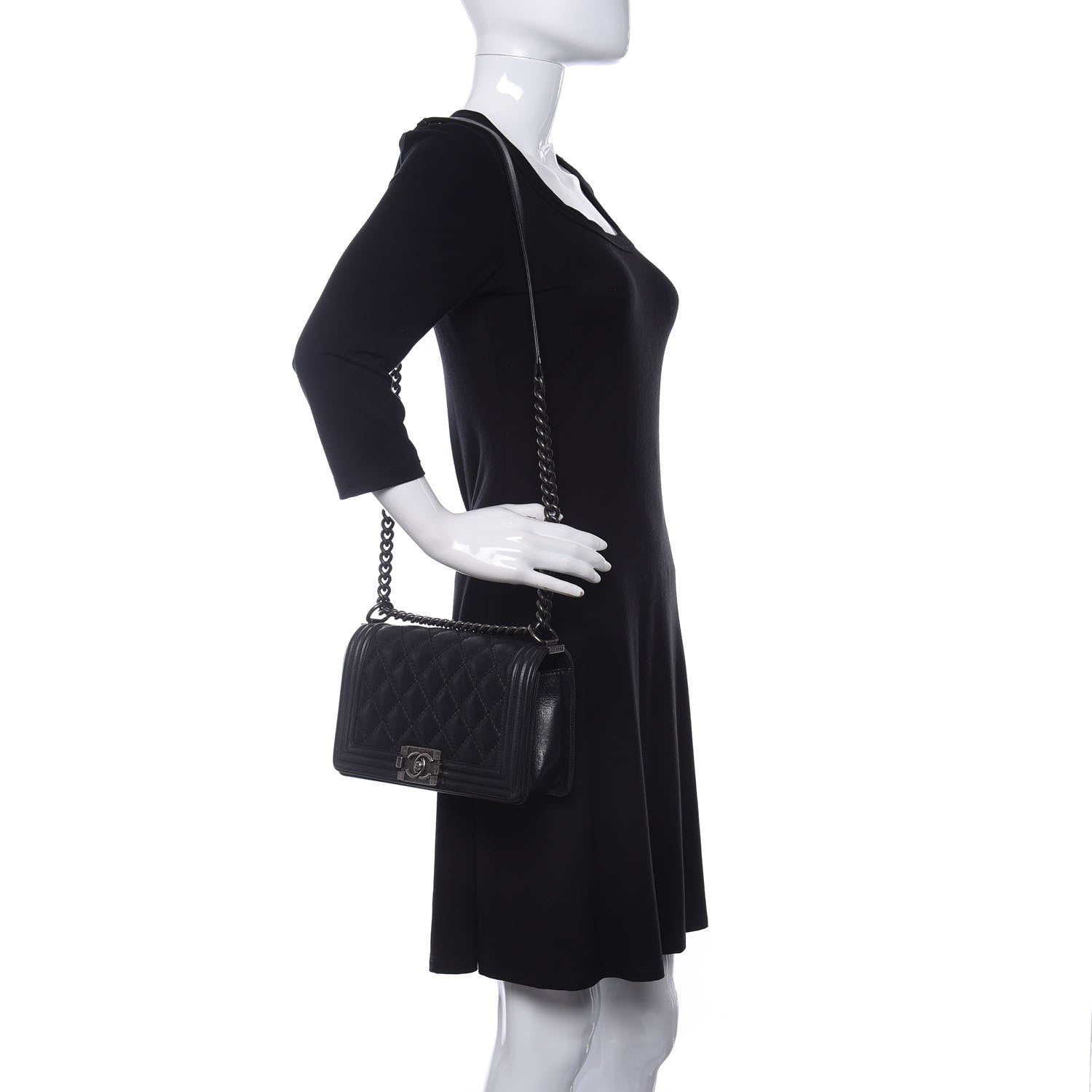 Chanel Calfskin Double Stitch Medium Boy Flap Black 2 of 10
