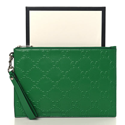Gucci Calfskin GG Tennis Embossed Wristlet Pouch New Shamarock 7 of 7