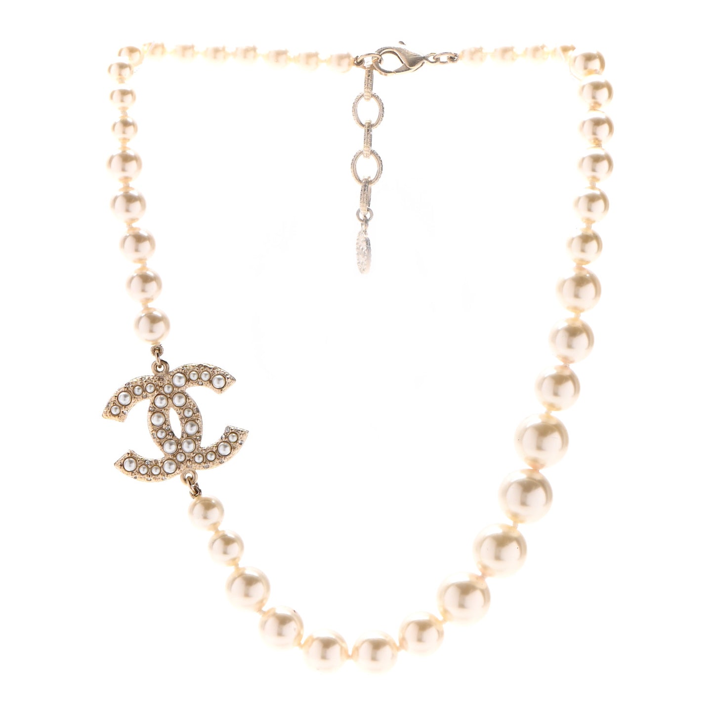 Pearl CC 100th Anniversary Necklace Light Gold