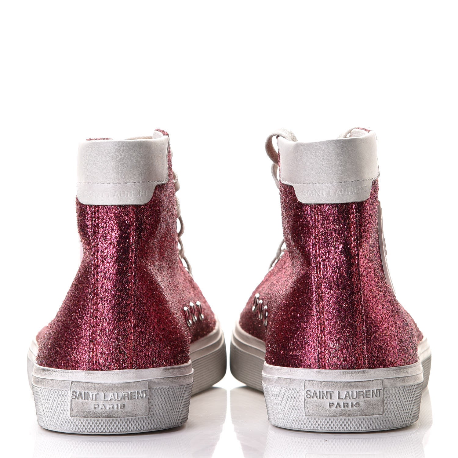 Saint Laurent Rubber Glitter Bedford Hightop Sneakers 37.5 Pink White 12 of 12