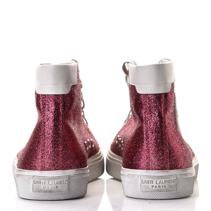 Saint Laurent Rubber Glitter Bedford Hightop Sneakers 37.5 Pink White 12 of 12