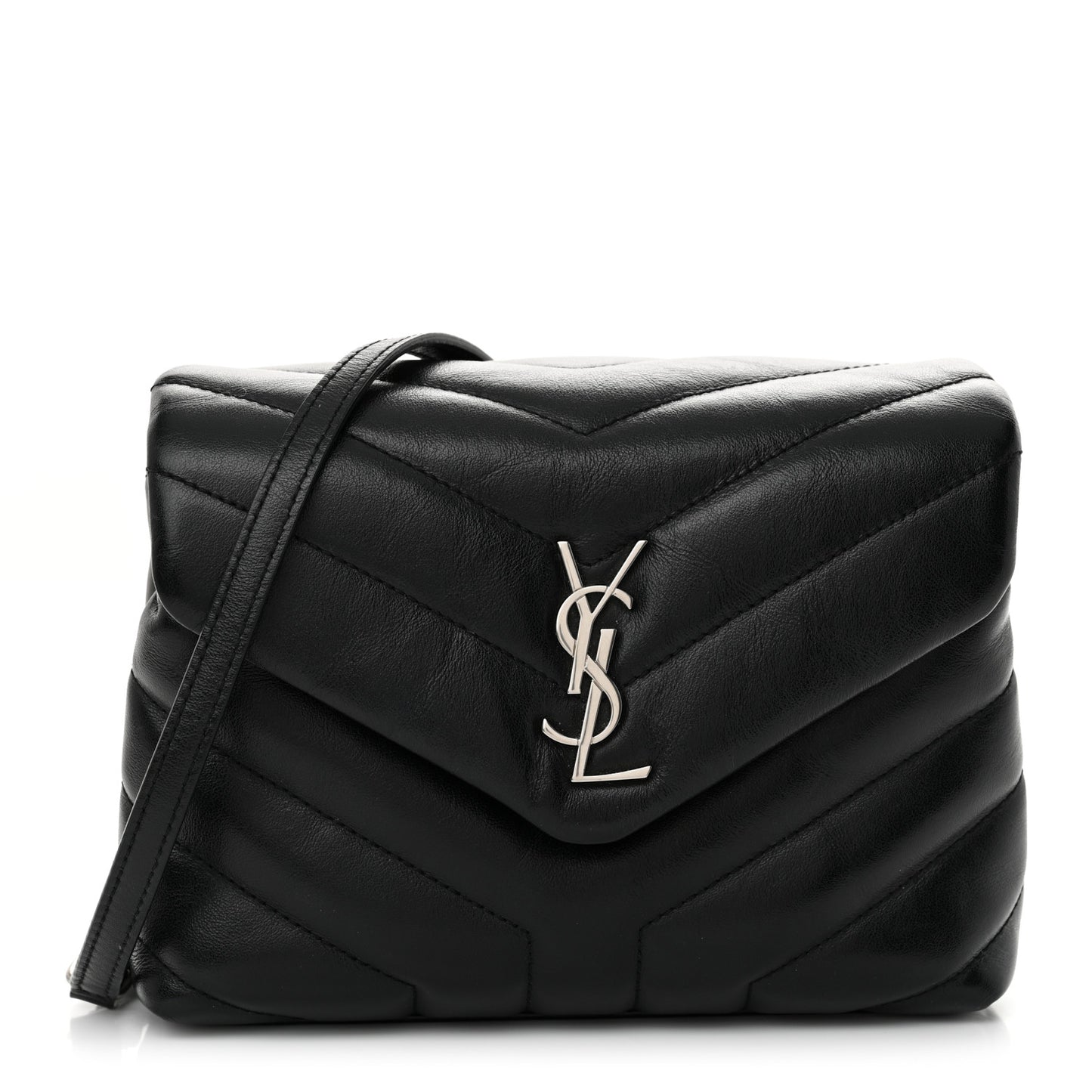 Calfskin Y Quilted Monogram Toy Loulou Crossbody Bag Black