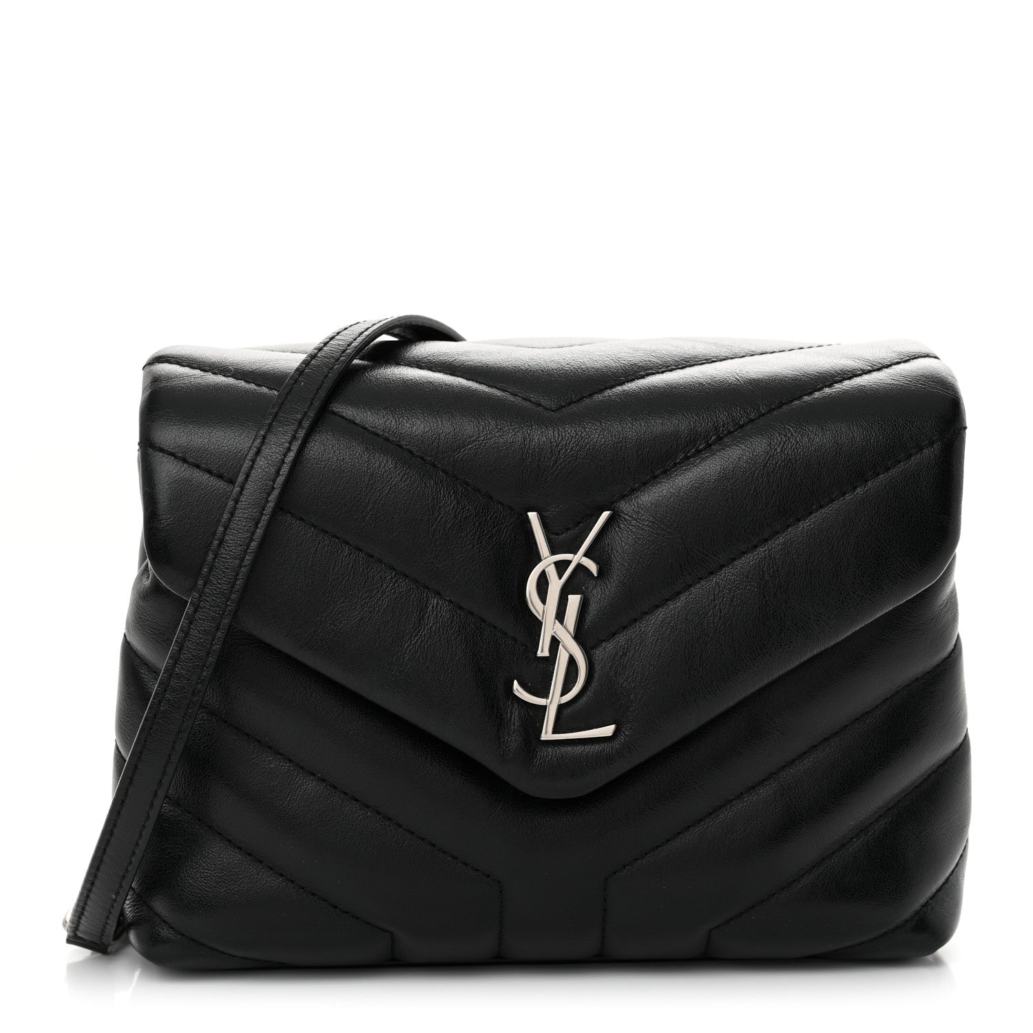 Saint Laurent Calfskin Y Quilted Monogram Toy Loulou Crossbody Bag Black 1 of 12