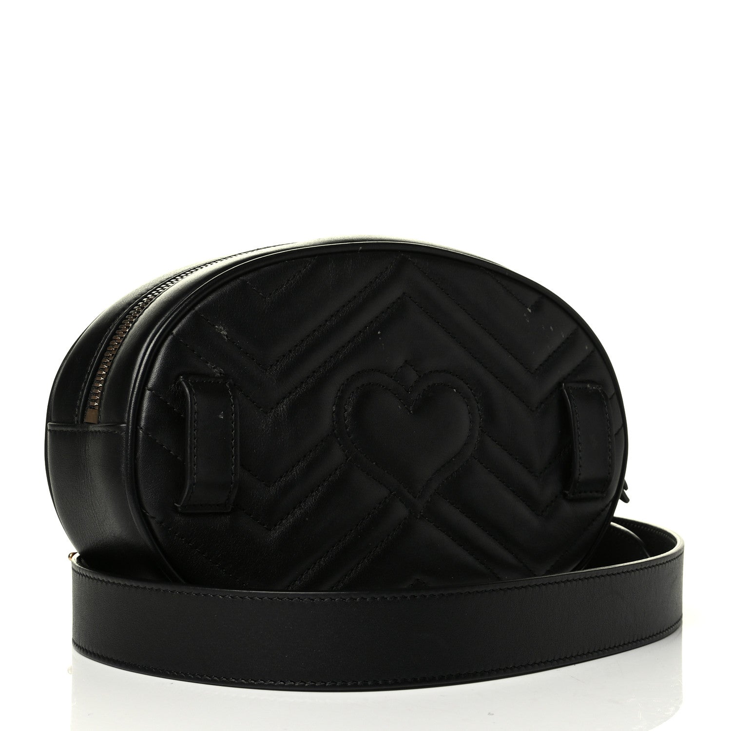 Gucci Calfskin Matelasse GG Marmont Belt Bag 85 34 Black 2 of 7