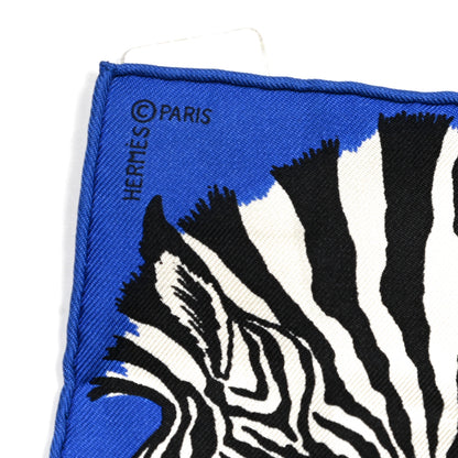 Hermes Silk Zebra Pegasus Nano Scarf 20 Bleu Vif Jaune White 3 of 4