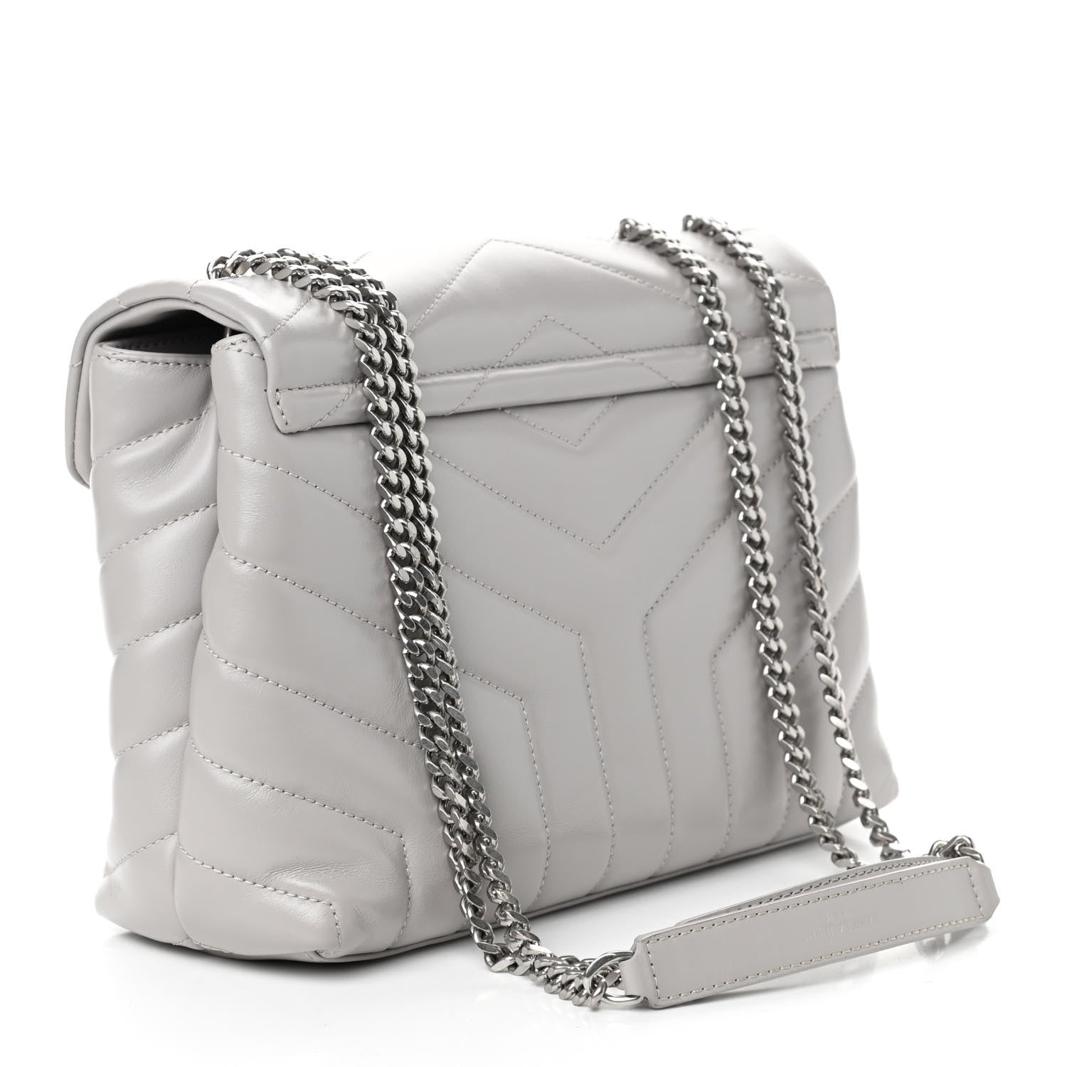 Saint Laurent Calfskin Y Quilted Monogram Small Loulou Chain Satchel Granite 2 of 9