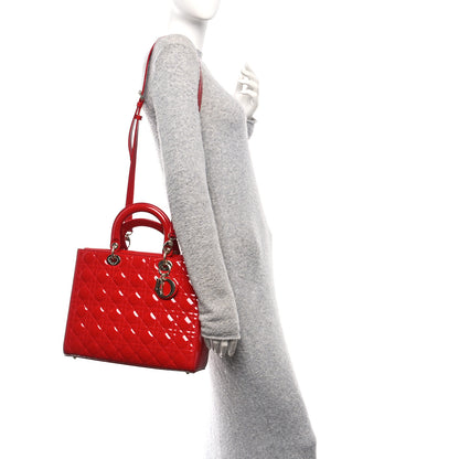 Christian Dior Patent Cannage Large Lady Dior Red 2 of 10