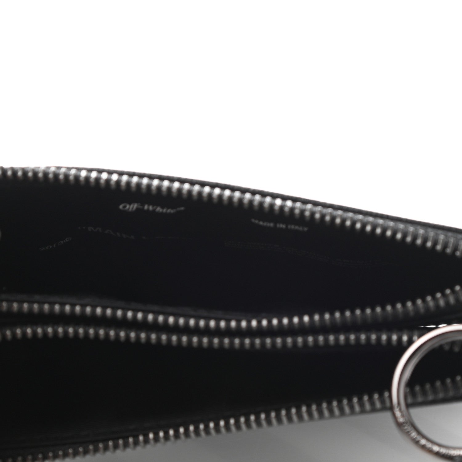 Off-White Saffiano Striped Diag Flat Pouch Black White 5 of 7