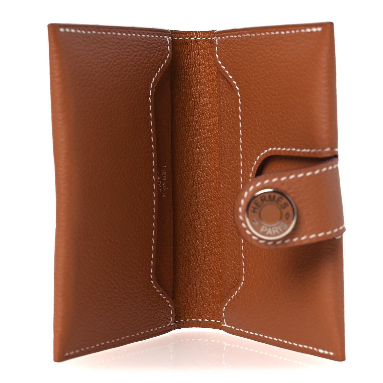 HERMES カルヴィ マカサー Hermes Calvi Card Holder Moka Evercolor Palladium Hardware