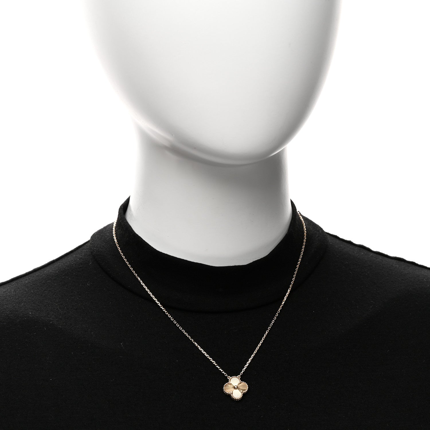 Van Cleef & Arpels 18K Yellow Gold Guilloche Vintage Alhambra Pendant Necklace 2 of 6