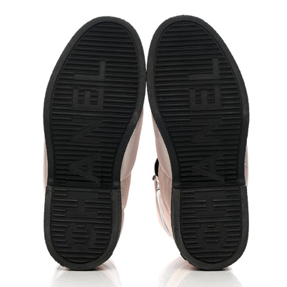 Chanel Nylon Calfskin Womens Coco Neige Short Boots 37.5 Pink Black 5 of 12