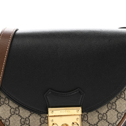 Gucci GG Supreme Monogram Calfskin Small Padlock Messenger Shoulder Bag Beige Black Cuir 8 of 13