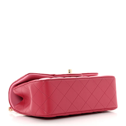 Chanel Lambskin Quilted Bi-Color Mini Top Handle Rectangular Flap Rose 4 of 10