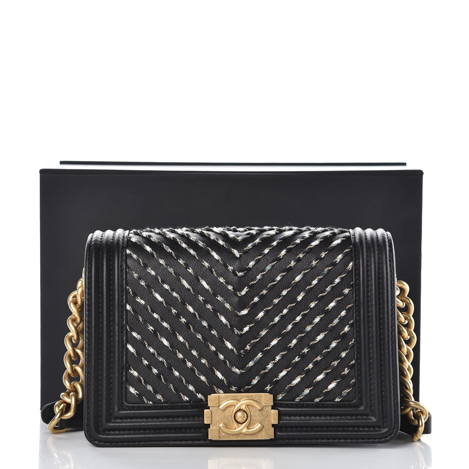 Chanel Calfskin Chevron Embroidered Boy By The Sea Flap Waist Belt Bag Black 8 of 8