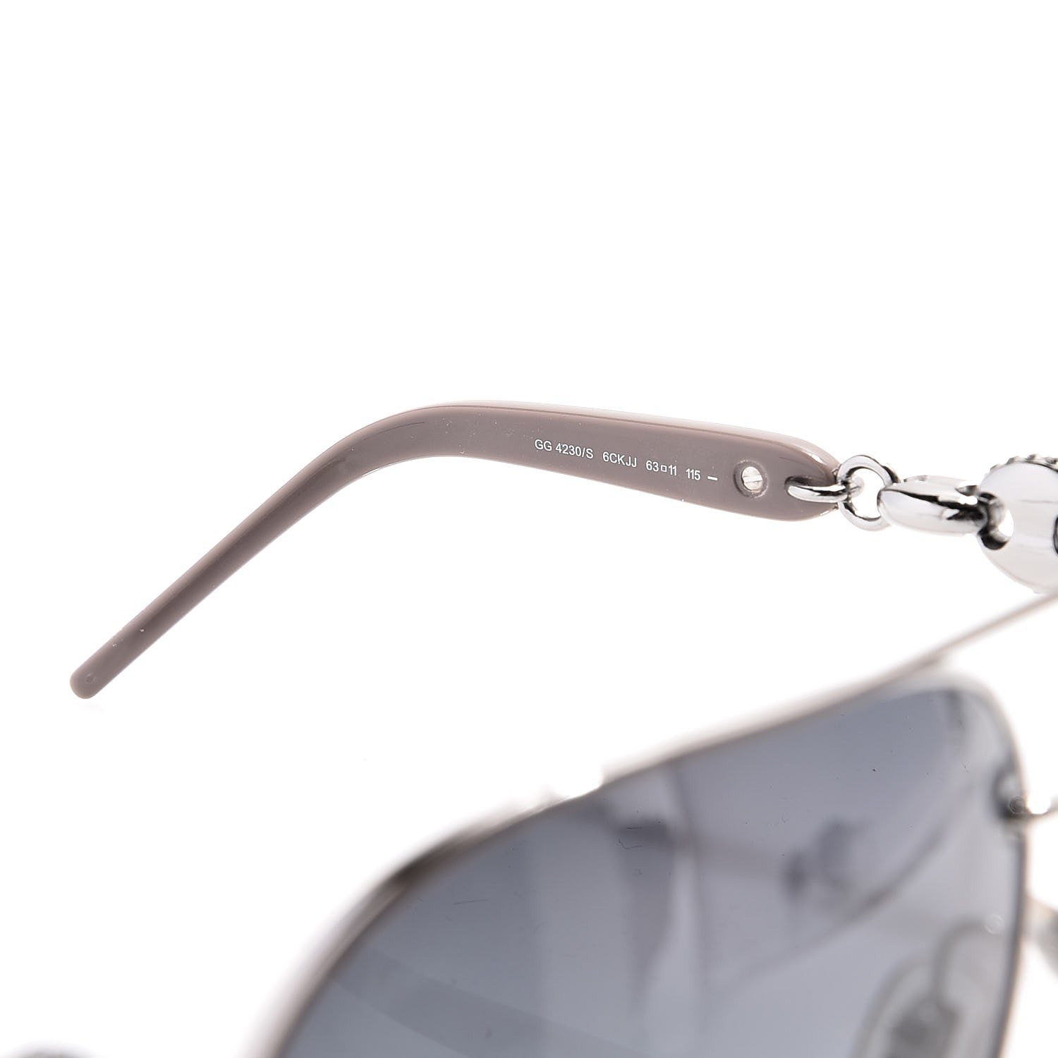 Gucci Crystal Marina Chain Aviator Sunglasses 4230/S Grey 5 of 7