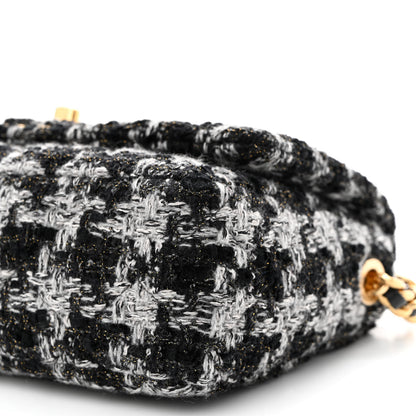 Chanel Wool Tweed Quilted Elegant Chain Flap Black Grey 10 of 11