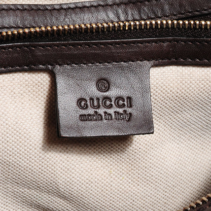 Gucci Monogram Selleria Calfskin Vintage Web Medium Boston Beige Ebony Cocoa 13 of 14