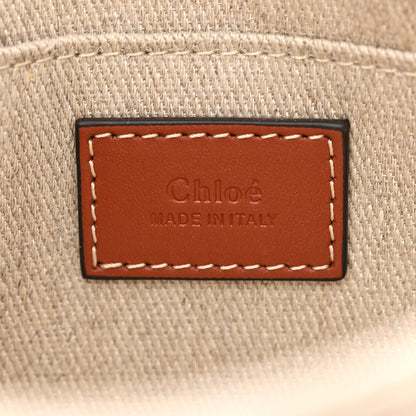 Chloe Cotton Calfskin Mini Woody Ribbon Tote White Brown 6 of 11