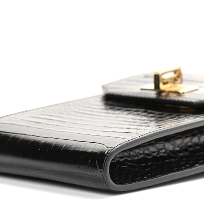 Givenchy Calfskin Crocodile Embossed Mini Phone Crossbody Bag Black 10 of 11