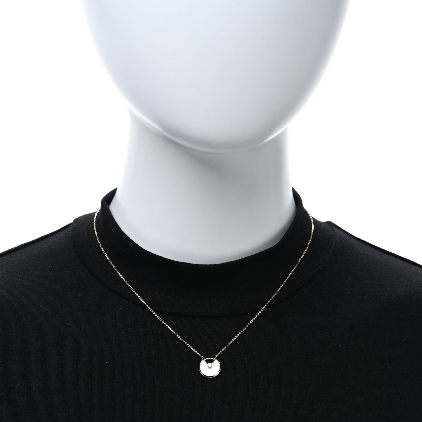 18K Yellow Gold Diamond Mother of Pearl XS Amulette de Cartier Pendant Necklace