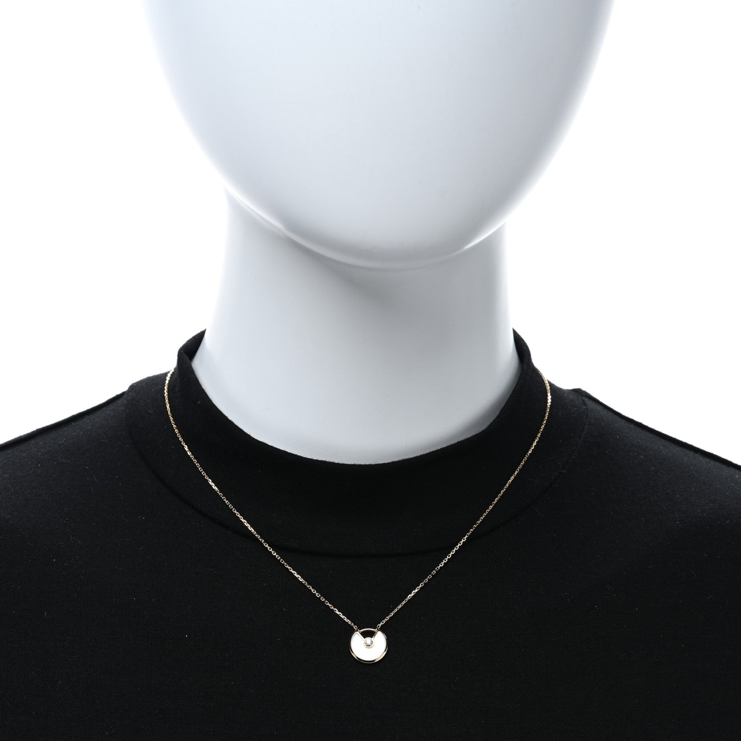 Cartier 18K Yellow Gold Diamond Mother of Pearl XS Amulette de Cartier Pendant Necklace 3 of 5
