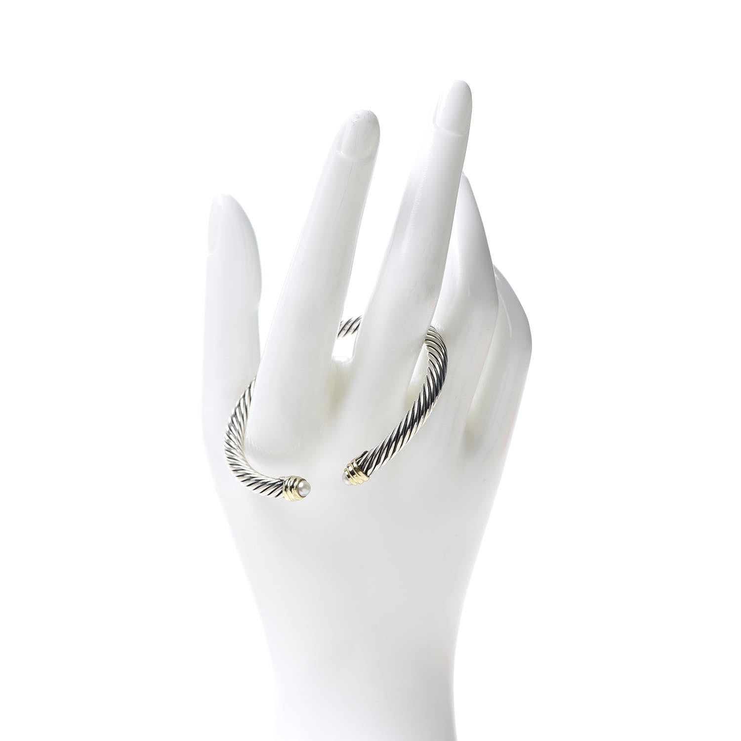 David Yurman Sterling Silver 14K Yellow Gold Pearl 5mm Cable Classics Petite Color Bracelet 2 of 5