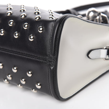 Alexander McQueen Calfskin Studded Mini Padlock Tote Black White 9 of 10