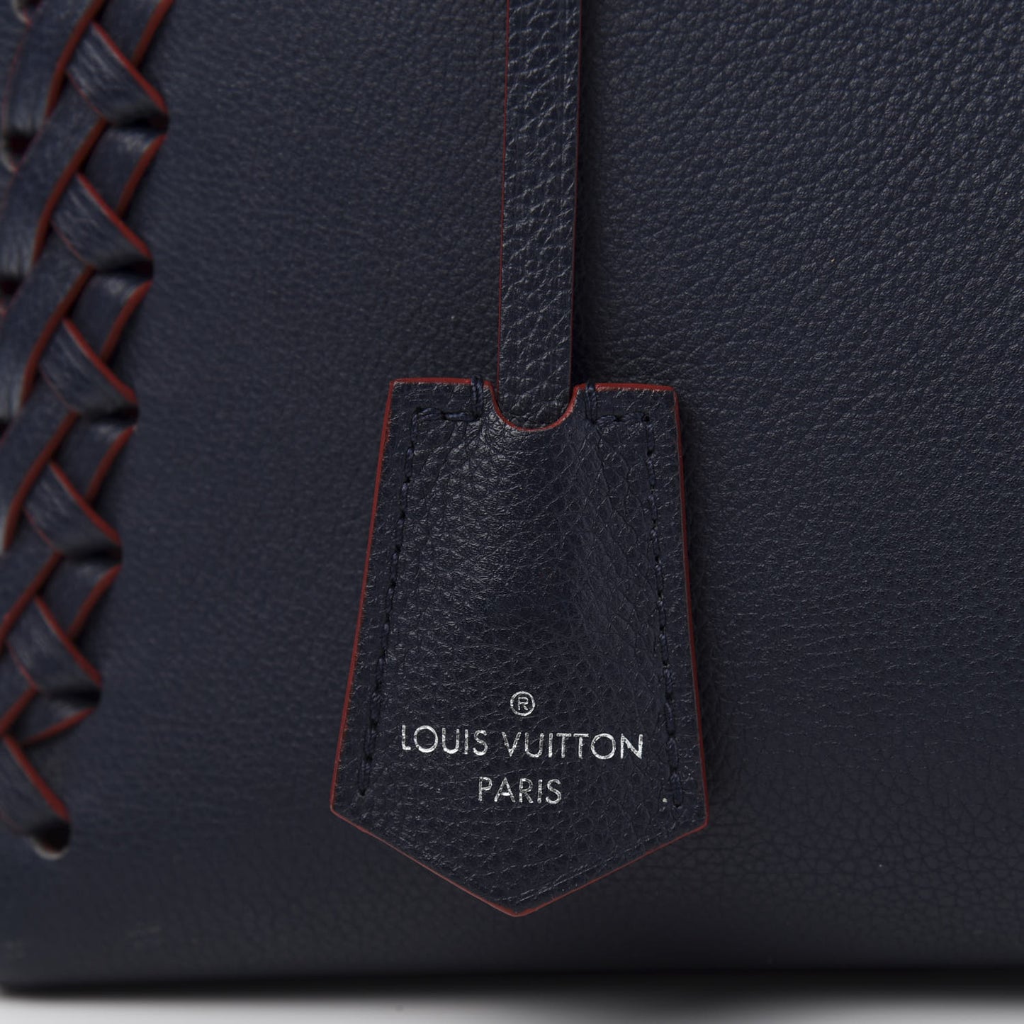 Calfskin Braided Lockme Cabas Marine Rouge