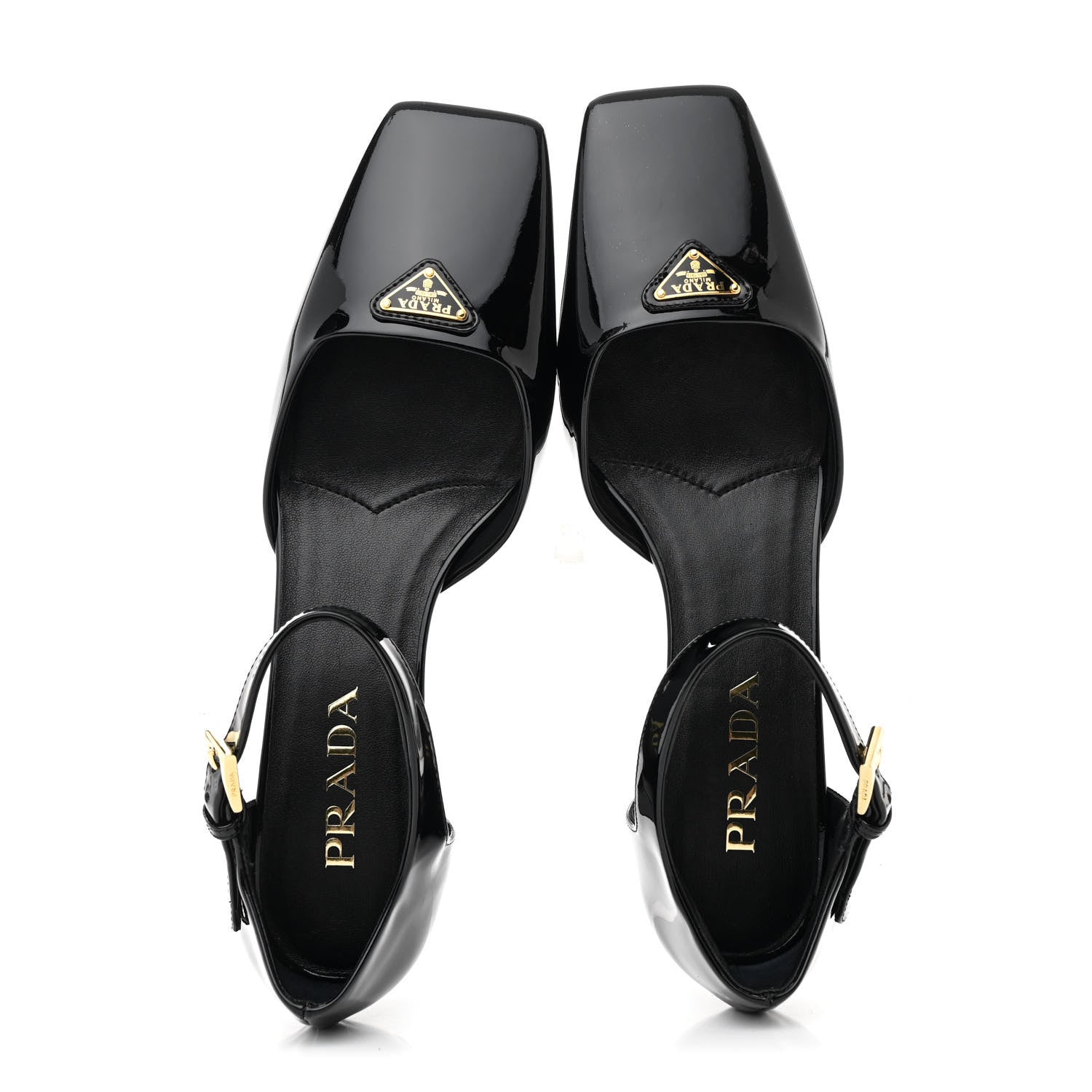 Prada Vernice Triangle Squared Toe 35mm Pumps 37.5 Black 2 of 9