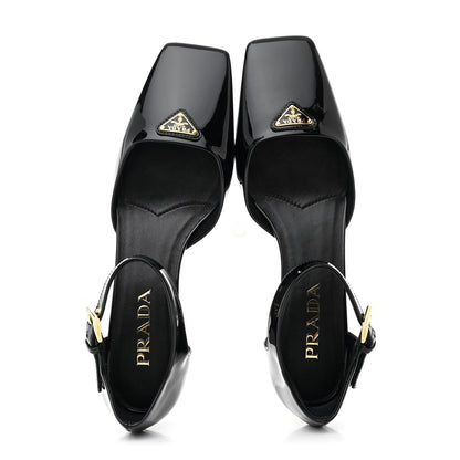 Prada Vernice Triangle Squared Toe 35mm Pumps 37.5 Black 2 of 9