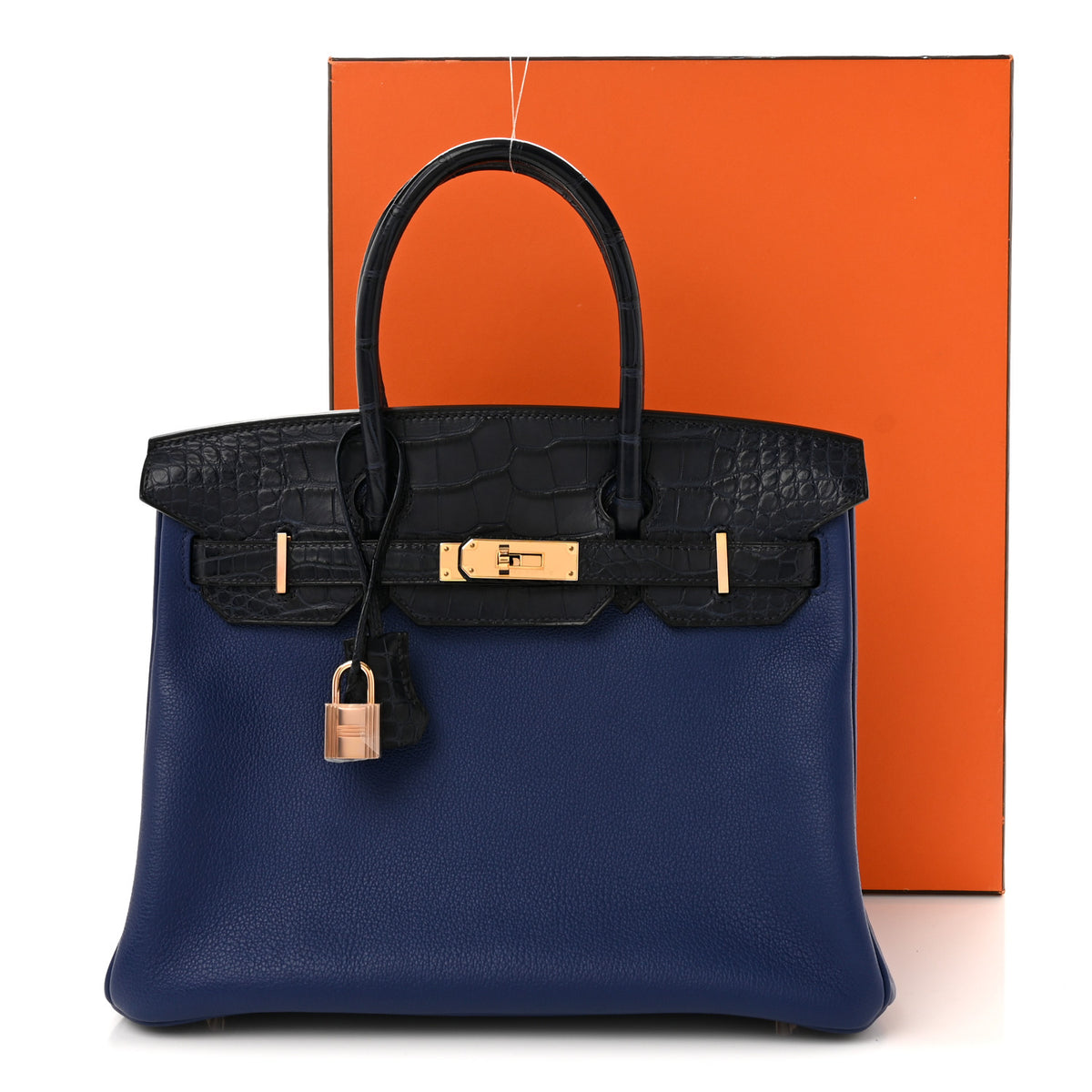 Hermes Taurillon Novillo Matte Alligator Birkin Touch 30 Bleu Saphir Bleu Marine 12 of 12