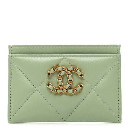 Chanel Lambskin Quilted Chanel 19 Card Holder Green 1 of 9