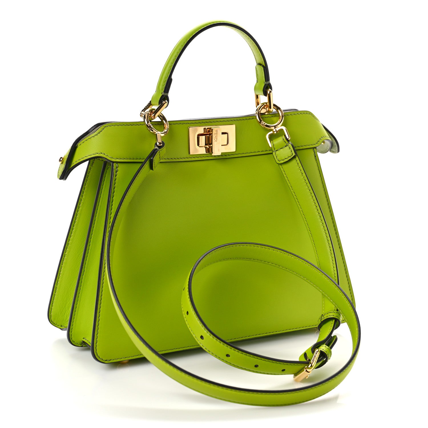 Fendi Vitello Seta Shiny Nappa Small Peekaboo I SEE U Satchel Wasabi White 3 of 8
