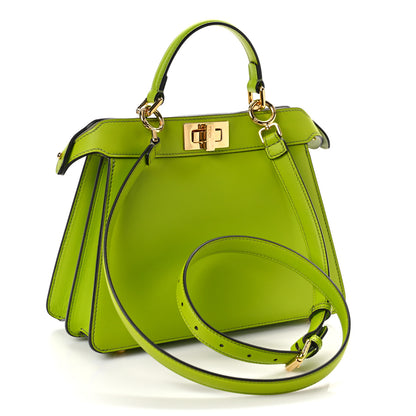 Fendi Vitello Seta Shiny Nappa Small Peekaboo I SEE U Satchel Wasabi White 3 of 8