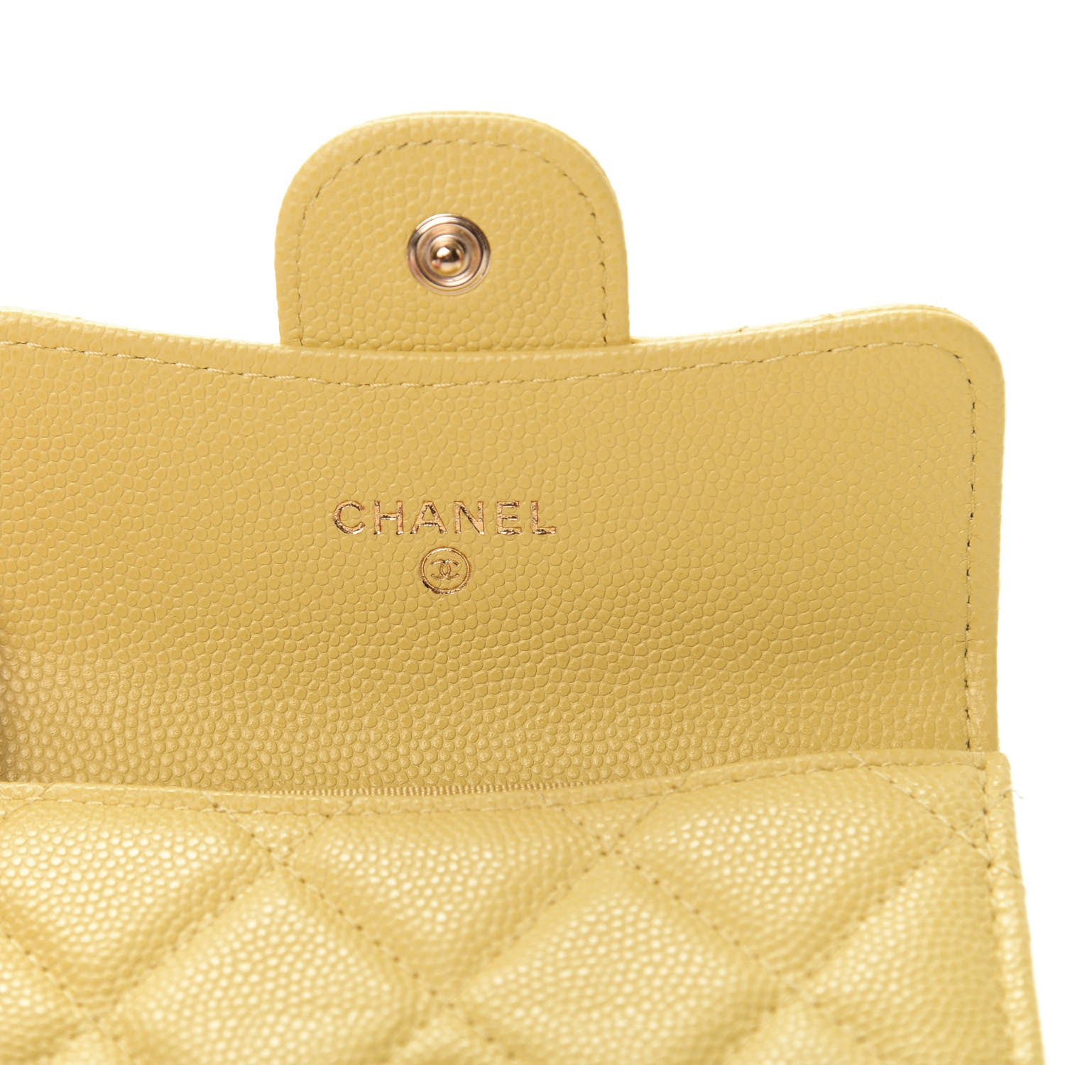 Chanel Caviar Quilted Flap Card Holder Wallet Yellow 6 of 9