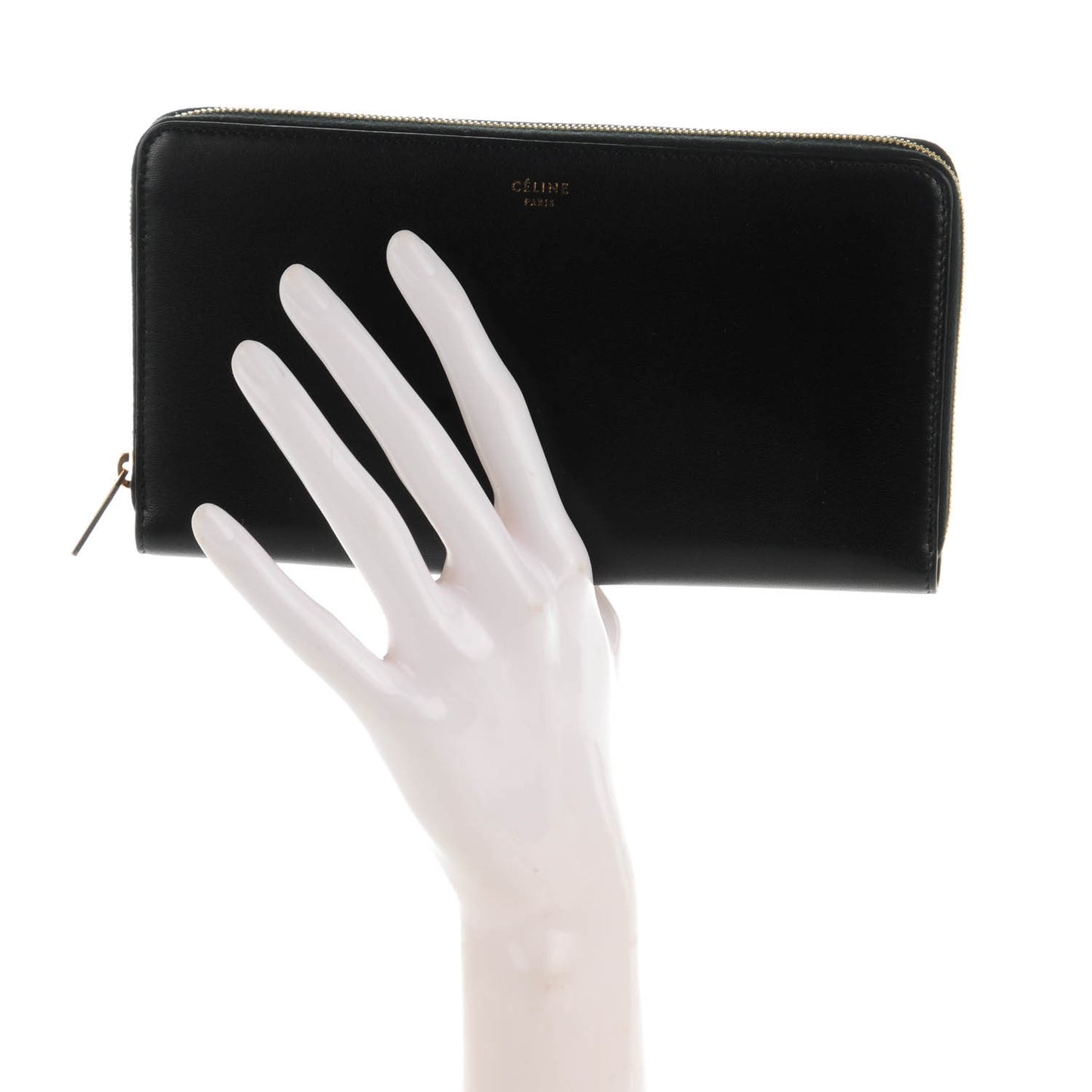Lambskin Large Zip Around Multifunction Wallet Black