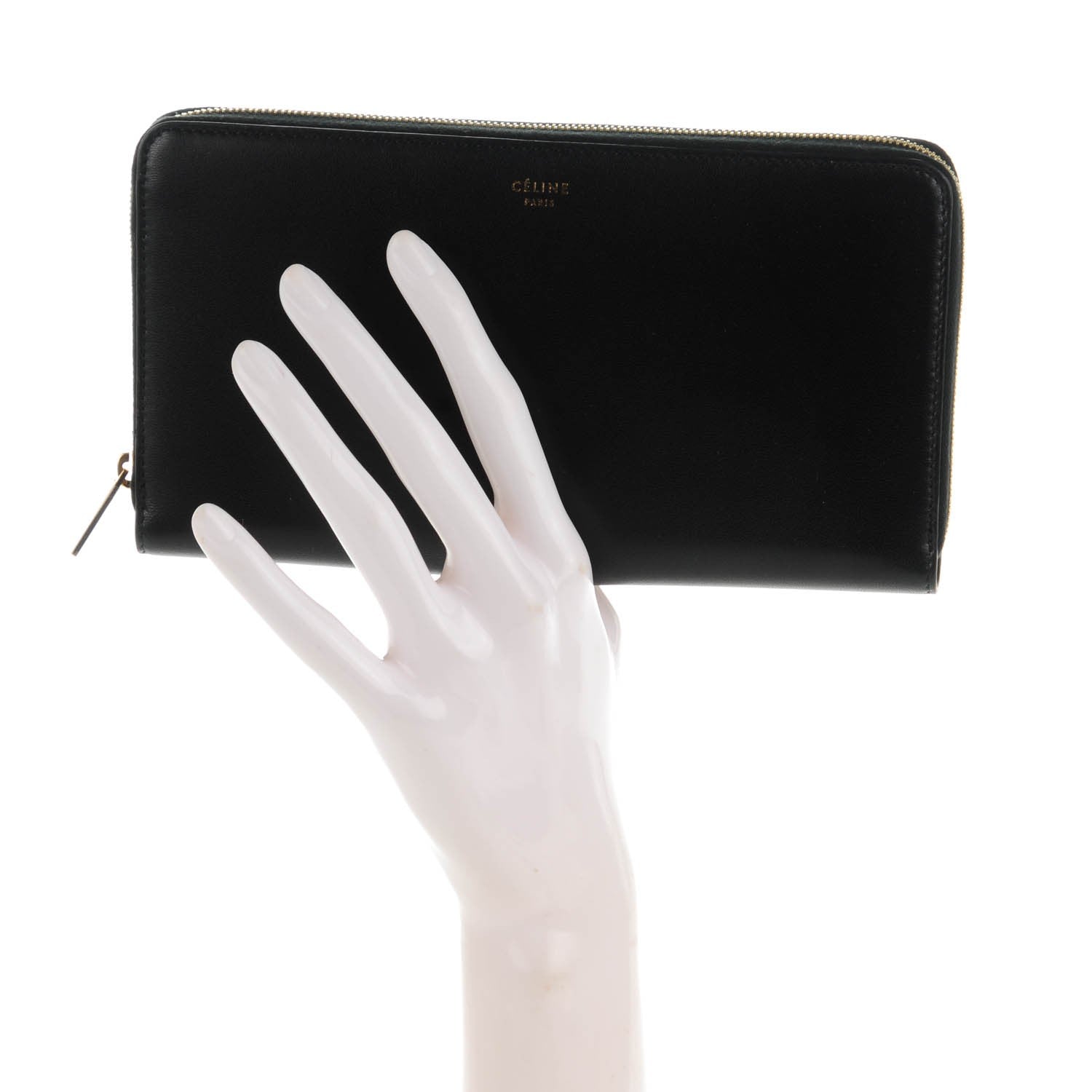 Celine Lambskin Large Zip Around Multifunction Wallet Black 2 of 7